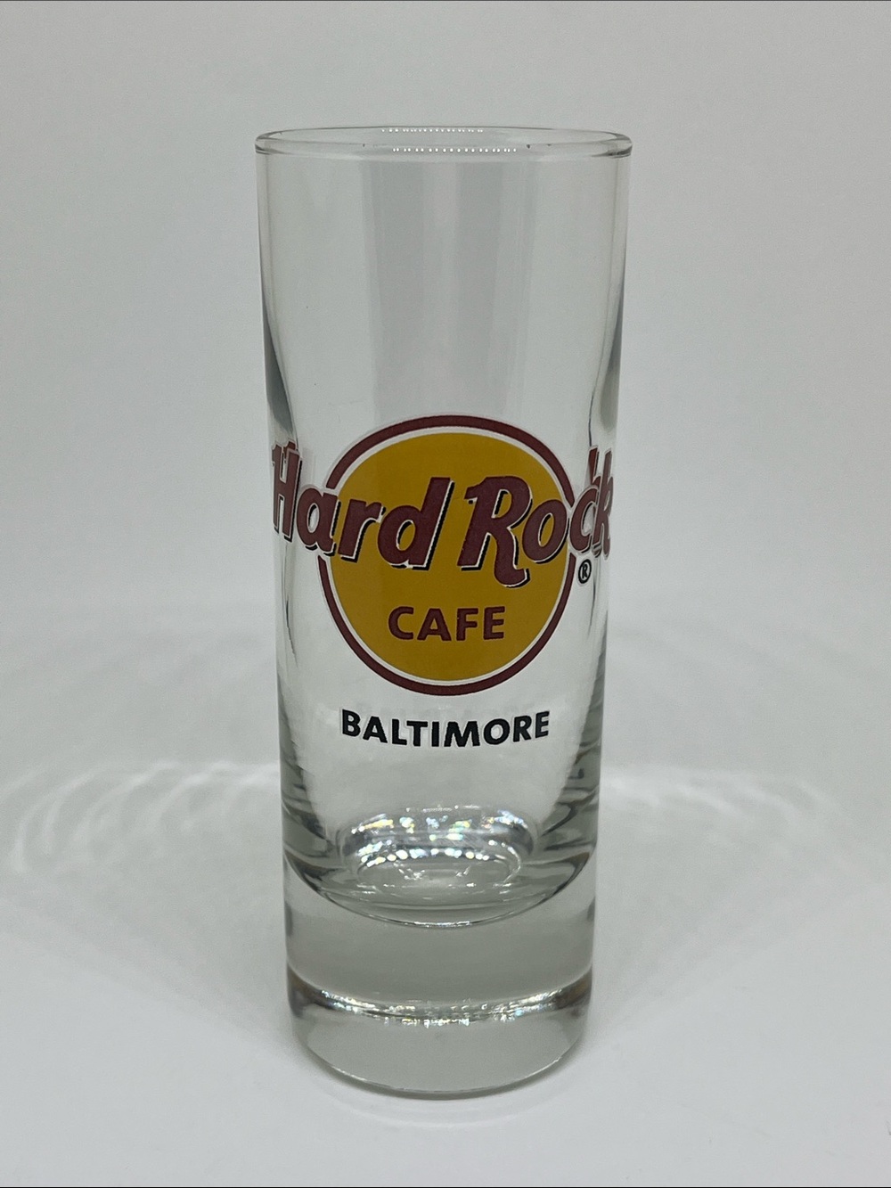 Hard Rock Cafe Yellow Logo Baltimore Slim Double Shot Glass